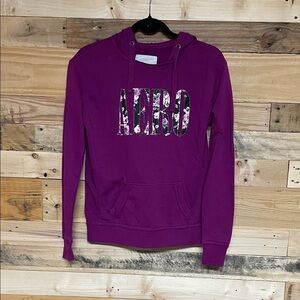 Aero Size Small Petite Vibrate Purple Hoodie with Floral Logo & Kangaroo Pocket